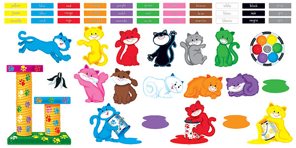 Trend T8284 Bulletin Board Set Curious Colour Cats - 16" x 20"