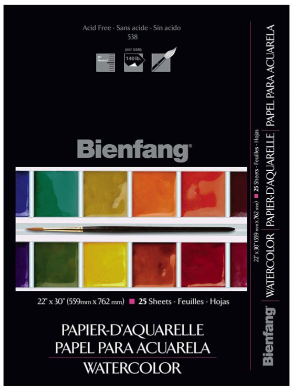 Bienfang #538 pH Neutral Watercolor Paper Pack (140 lb) 25 Sheets