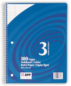 Coil  Book 3 Subject - 8"x10.5" - 300pgs - 06135