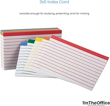 Coloured Index Cards Ruled 3x5 - 100/pkg