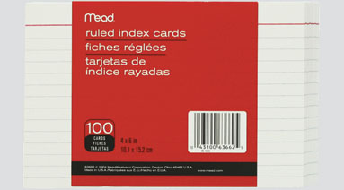 Index Cards Ruled - 4"x6" - 100/pkg -63662