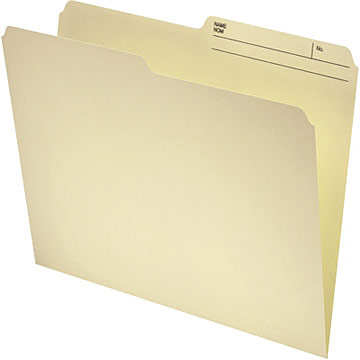Continental File Folder 41801, 1/2-Cut, Letter Size, 11 pt., Manila, 100/Pack