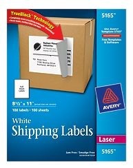 Avery Laser Labels - 8.5'' x11'' - 100/pkg - 05165
