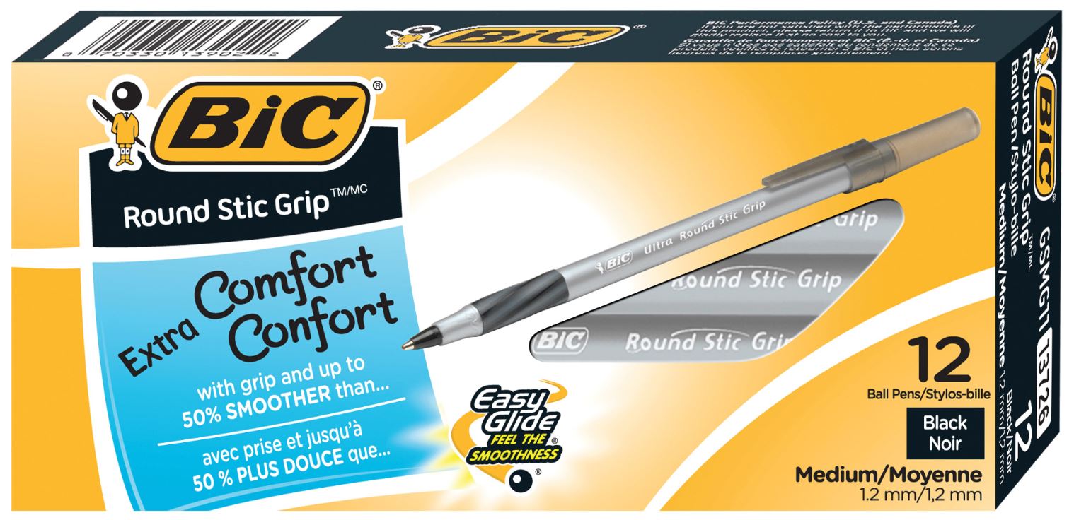 Bic Rubber Grip Stick Pen #GSFG1113902 Black - Fine