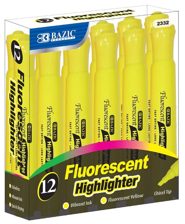 Desk Style 2332 Highlighters Yellow - 12/box