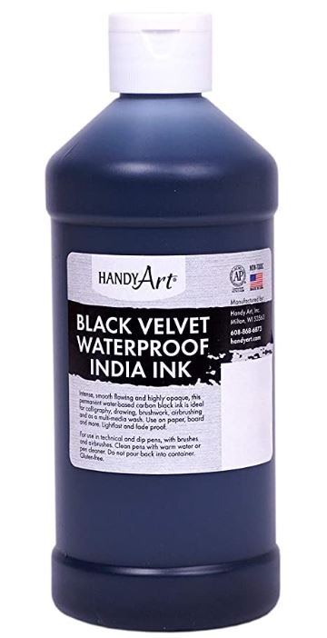 Handy Art 401-000 Black Velvet India Ink - 16 oz