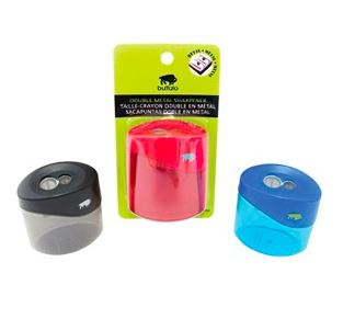Buffalo 1352 Twin Hole Pencil Sharpener with Container