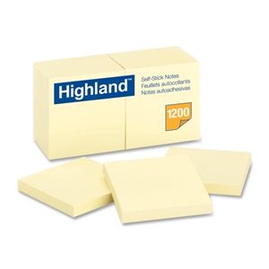 3M Highland Brand Yellow Post-it Plain- 4"x6" - 12/pkg - 6609