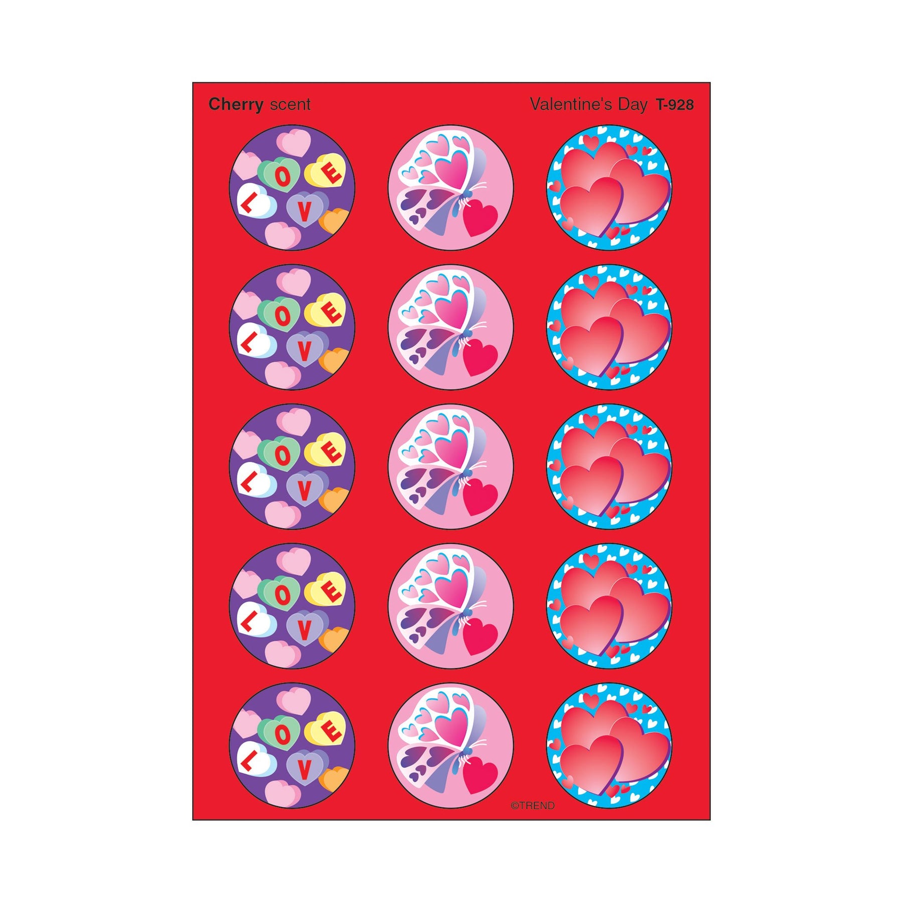 Trend T928 Scratch and Sniff Stickers Valentine's Day (Cherry) - Large Round