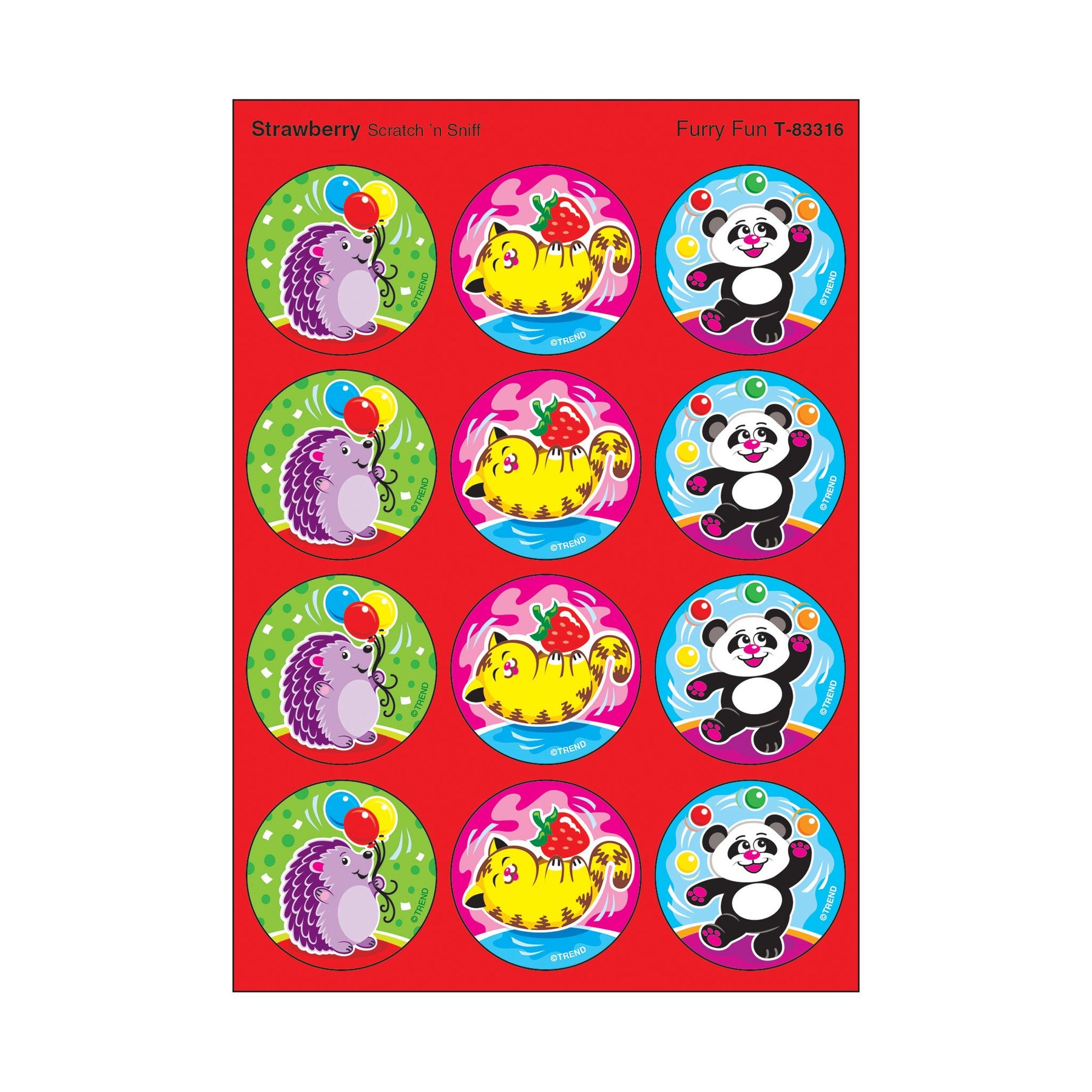 Trend T83316 Scratch and Sniff Stickers Furry Fun (Strawberry)