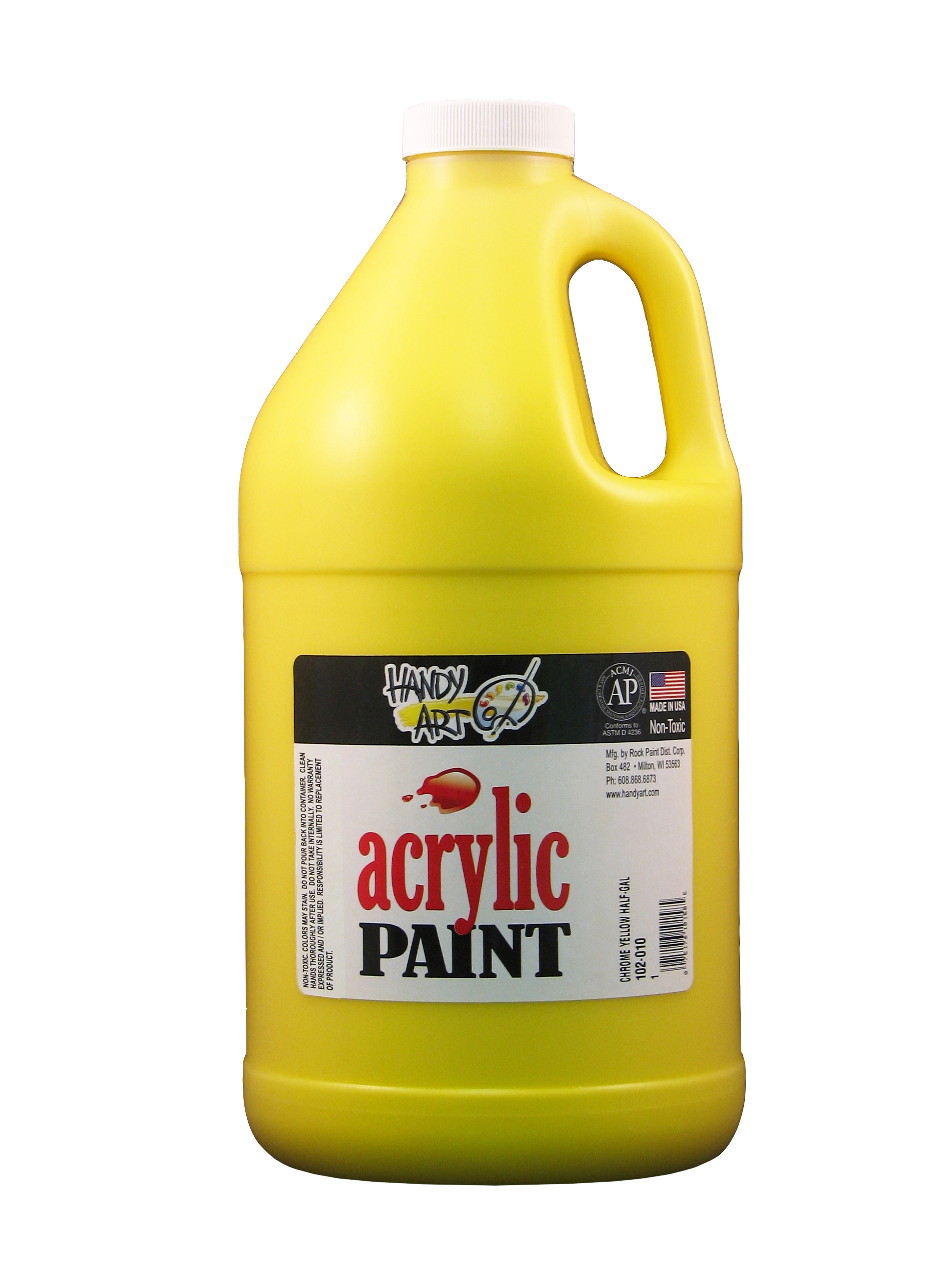 Handy Art 102010 Acrylic Paint Yellow - 1/2 Gallon
