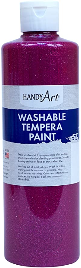 Handy Art 281025 Glitter Tempera Paint Washable Magenta - 16oz, Each