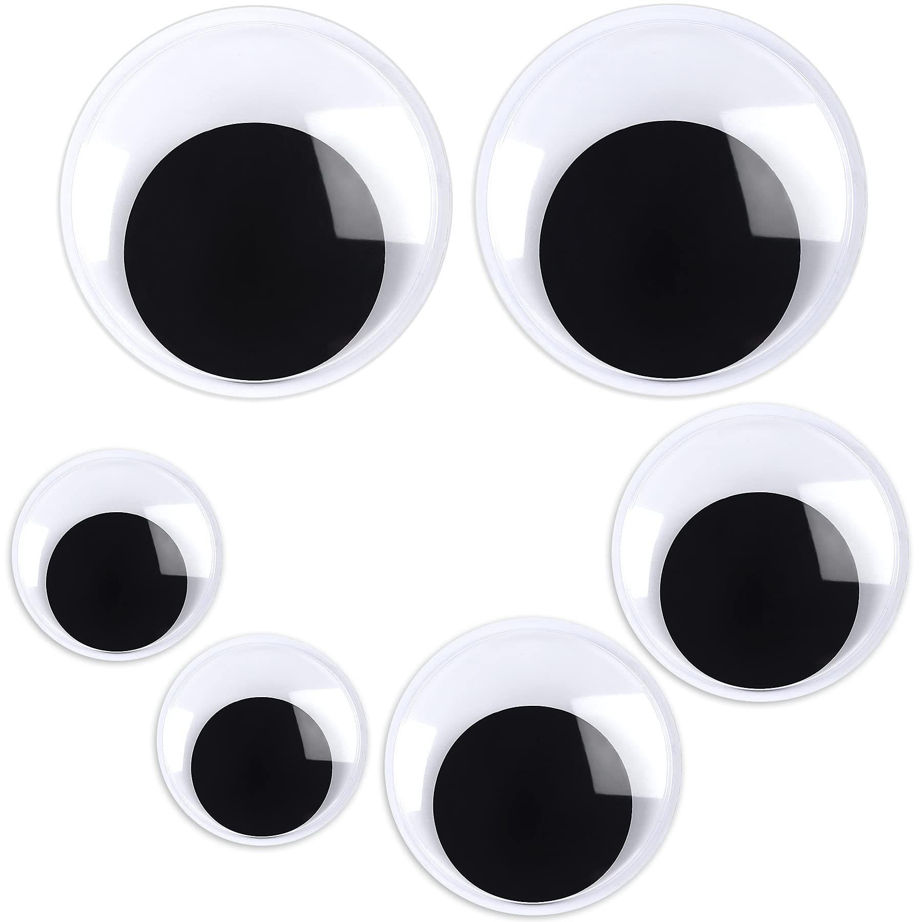 Wiggle Eyes Black And White - Assorted Sizes  - 100/pk